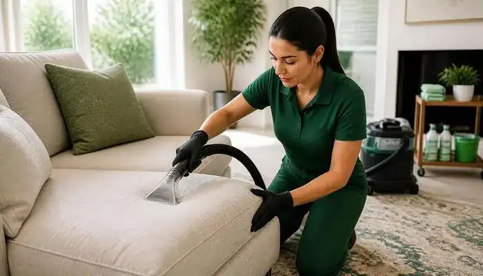 Concept photo for rug and upholstery cleaning